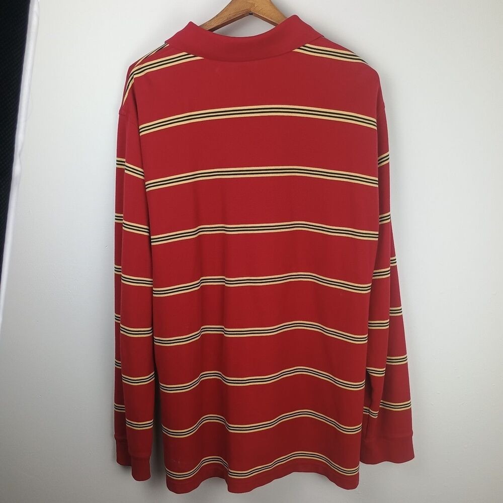 Brooks Brothers 346 Long Sleeve Polo Mens XL Red Striped Preppy Performance - Picture 3 of 9